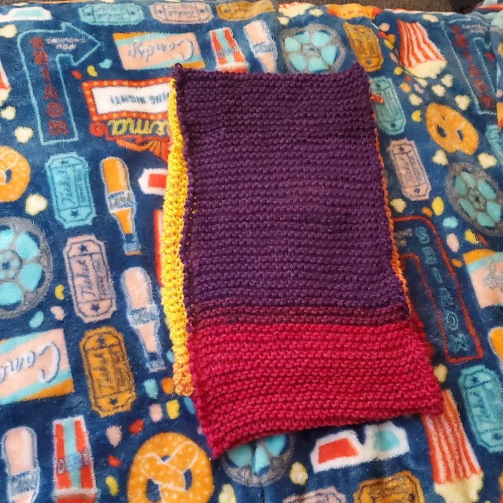 Handmade Pink and Red Knit Scarf - Picture 2 of 2